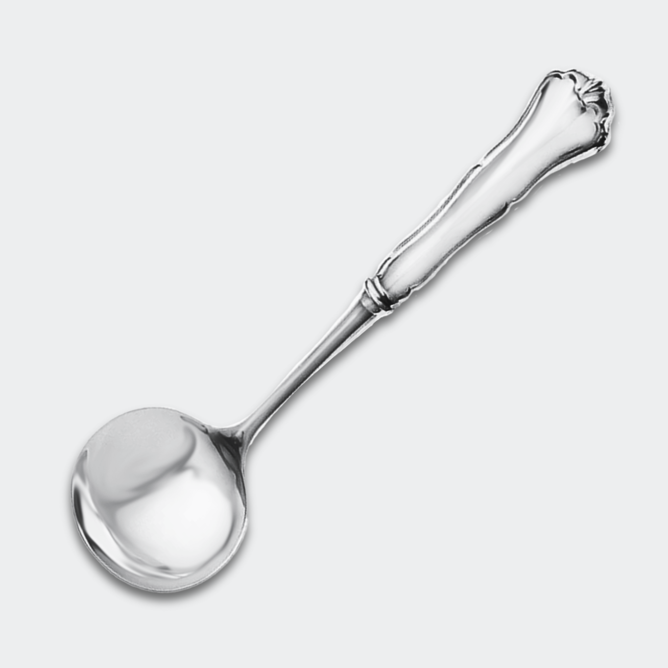Finsk chippendale serveringssked i äkta silver
