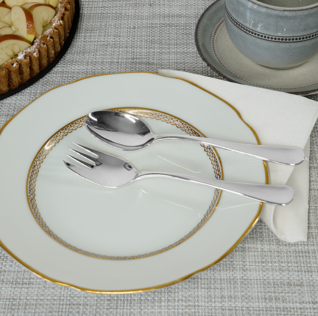 Bakelsegaffel och efterättssked Stovkholm Blank i silver 830