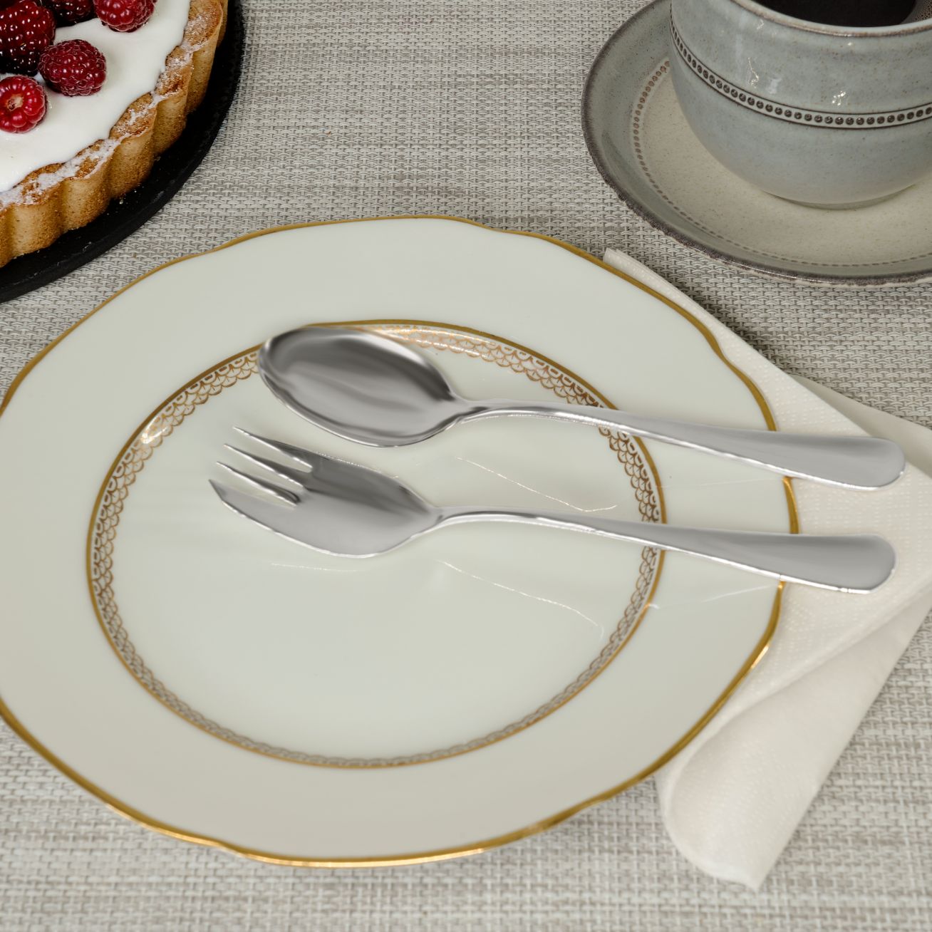 Stockholm Matt Bakelsegaffel i silver 830 – matt borstad finish